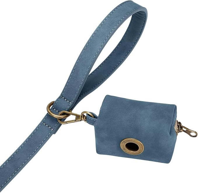 Didog Stylish PU Leather Dog Leash for Medium Dogs, Easy to Clean 5ft Dog Leashes for Large Dogs, Fashionable and Elegant for Walking, Running and Training,Blue, M