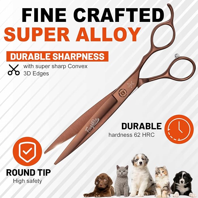 High-end Professional Dog Grooming Scissors Pet Grooming Shears 7 Inches Extremely Very Sharp Made Of Stainless Steel Alloy By Hand For Dog Cat Groomer