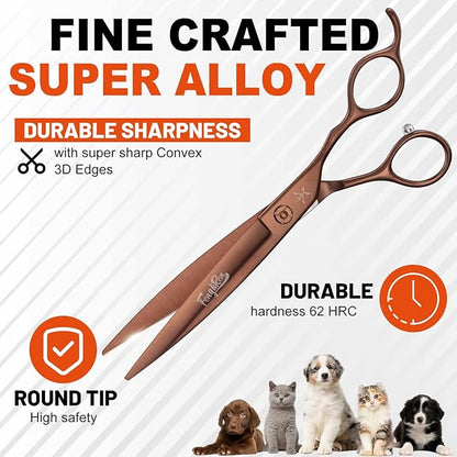 High-end Professional Dog Grooming Scissors Pet Grooming Shears 7 Inches Extremely Very Sharp Made Of Stainless Steel Alloy By Hand For Dog Cat Groomer
