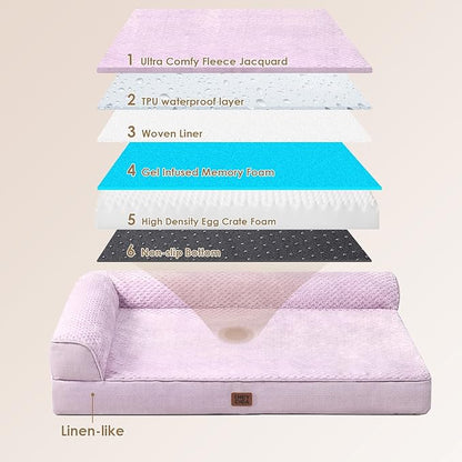 EHEYCIGA Orthopedic Dog Bed Medium Size Dogs, Memory Foam Dog Bed with Washable Removable Cover, Waterproof Pet Sofa Couch for Crate with Nonskid Bottom, 30x20x6, Lilac