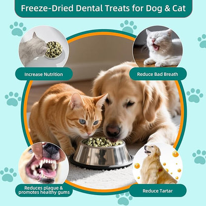 ERERMAB 4 Pack Dental Chews for Dogs, Freeze Dried Dog & Cat Treats to Help Clean Teeth & Freshen Breath,Supports Gum & Oral Health, Daily Oral Care Treats for Cats and Dogs