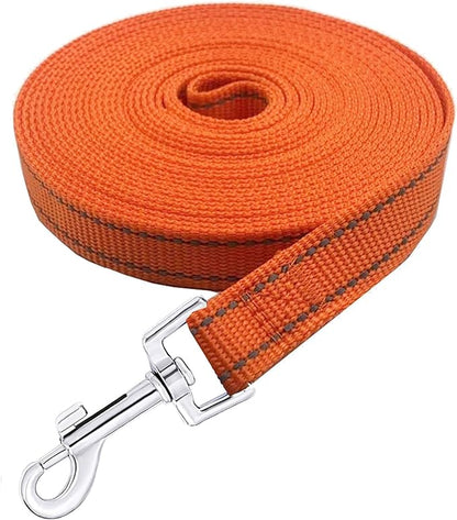 Nylon Training Dog Leash for Small Medium Dogs, 15ft 20ft 30ft 50ft 100ft Reflective Long Leash Dog/Puppy Lead for Obedience Recall Training, Camping