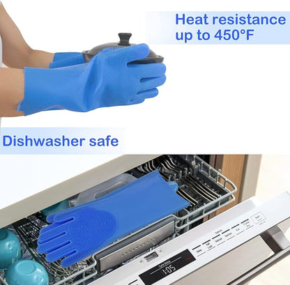 Pet Grooming Gloves, Dog Washing Gloves with High-Density Teeth, Heat Resistant Silicone Cat Hair Remover with Enhanced Five Finger Design, Bathing and Massaging for Dogs and Cats