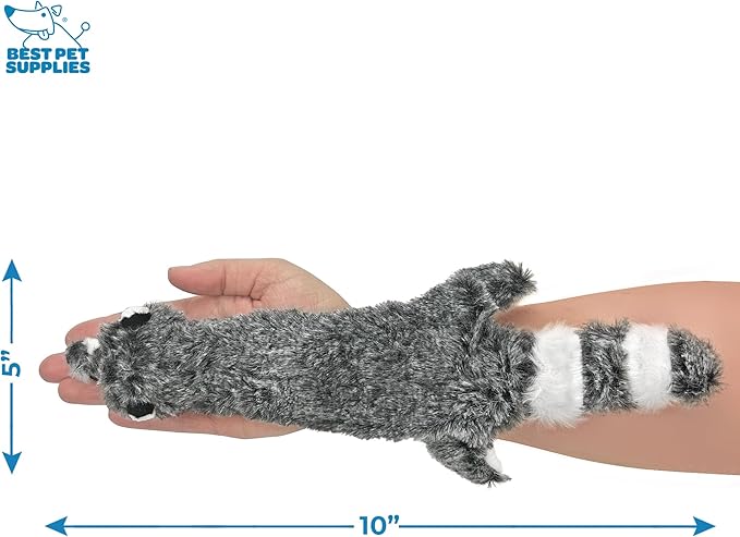 Best Pet Supplies Squeaky Dog Toys with Soft Durable Fabric for Small, Medium and Large Pets Interactive Toy for Indoor Play, Supports Active Biting and Play - Fox, Raccoon, Small