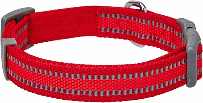 Blueberry Pet Essentials Matching Small Dog Collar | Adjustable Classic Solid Color Nylon Dog Collars for Small Dogs | Reflective Rouge Red Dog Collar for Small Dogs