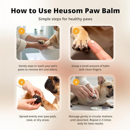 Silent Groom Pro Organic Pet Paw & Nose Balm | Natural Moisturizer for Dogs & Cats - Paws, Pads, Nose & Elbow | Lick Safe Cream with Coconut Oil & Beeswax | Anti-Dry Skin Relief & Protector