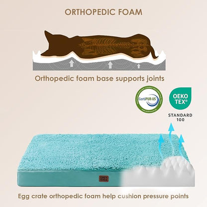 EHEYCIGA Orthopedic Dog Beds for Large Dogs with Removable Washable Cover, Turquoise Blue, 36x27