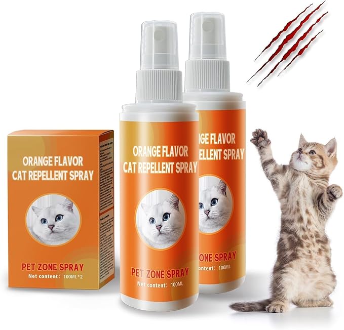 PurrBark Natural Cat Deterrent Spray - Stop Scratching Protect Furniture Sofa Rugs Curtains | Safe Training Aid for Cats & Kittens | Indoor & Outdoor Spray | Non-Toxic Anti-Scratch Formula (2x100mL)