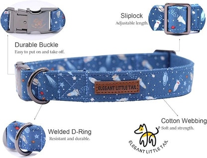 Elegant little tail Dog Collar, Blue Universe Pattern Pet Collar Durable Cute Dog Collars Male Pet Gift Adjustable Dog Collar for Medium Dogs