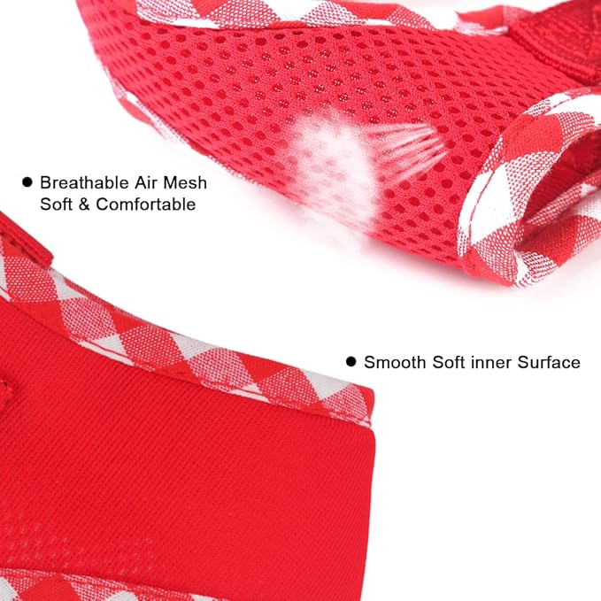 SuperBuddy Upgraded Soft Mesh Dog Harness, Super Breathable Lightweight Pet Harnesses for Puppy Dogs Outdoor Walking, Red Dog Harness and Dog Leash Set Packing -Medium