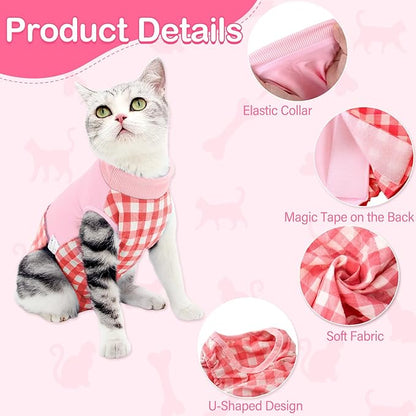 Cat Recovery Suit for Abdominal Wounds or Skin Diseases, Cat Onesie for Cats After Surgery Female Kitten Recovery Suit, Breathable E-Collar Alternative for Cats After Spay Anti Licking Wounds