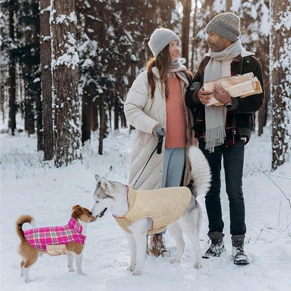 Kuoser Warm Dog Coat, Waterproof Dog Jacket for Extra Large Dogs, Adjustable Durable XXXL Doggie Winter Coat Reversible Puppy Cold Weather Apparel for Large Breed, Rose 3XL
