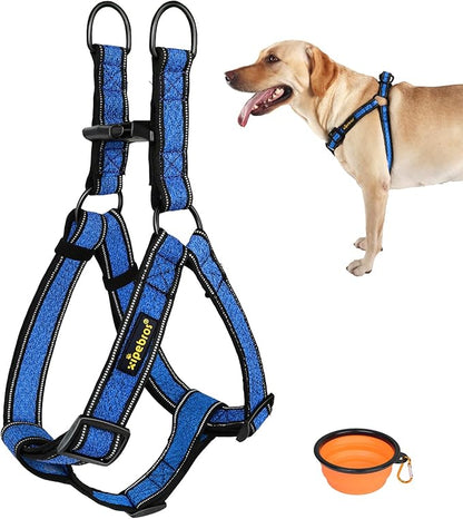 Xipebros Dog Harness, No Pull, Reflective, Adjustable, Stops Pets from Pulling and Choking, Medium/Large, Blue, XL