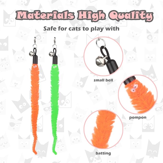 Greoil Cat Feather Toys, Interactive Cat Toy for Indoor Cats,Cat Wand Toys with 2 Suction Cup and 3 Wands, 3 in 1 Cat Toys for Bored Cats, Kitten Toy with Balls and Birds
