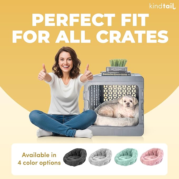 KindTail Small Orthopedic Dog and Cat Bed - Faux Fur Luxury Cuddler for Pets Under 15 lbs, Comfortable Waterproof Material with Nylon Base - 20" x 14" x 10" (Pink, Small)
