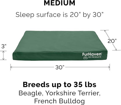Furhaven Indoor/Outdoor Logo Oxford Polycanvas Mattress - Water-Resistant Orthopedic Dog Bed w/ Removable Cover, 125 lb max - Forest, Medium