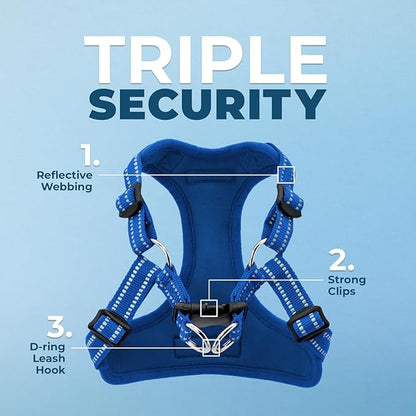 Best Pet Supplies Voyager Adjustable Step-In Flex Breathable Mesh Dog Harness for Small Medium Large Dogs (Royal Blue), S