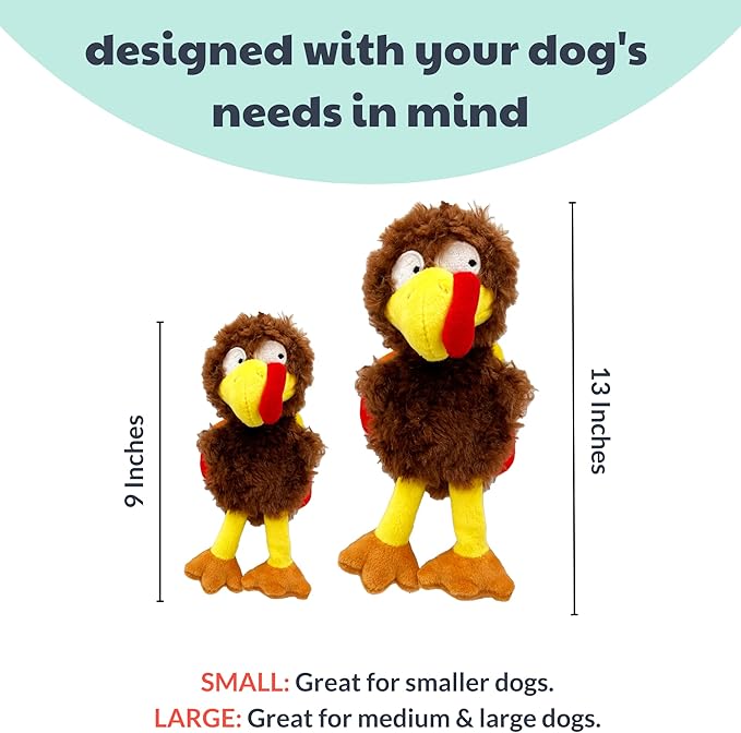 Huxley & Kent Slappies for Dogs | Wishbone Turkey (Large) | Squeak & Shake Dog Toy | No Stuff Squeaky Toy, TPR Ball in Head | Simulates Hunting Nature for Dogs