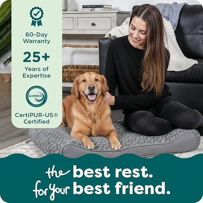 FurHaven Orthopedic Dog Bed for Large Dogs, Luxe Lounger Contour Mattress with Solid Orthopedic Foam Slab for Joint Support, Removable Washable Cover, Jumbo XL, Plush Suede, Gray