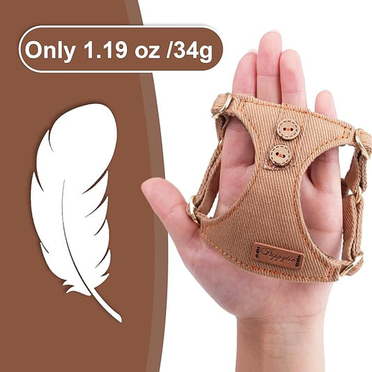 No Pull Dog Harness with Multifunction Dog Leash,Soft Adjustable No Choke Escape Proof Pet Harness Vest for Medium Dogs or Large Dogs,Khaki Camel,XS