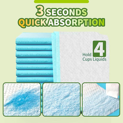 IMMCUTE Thick Puppy Pads 100 Count, Super Absorbent Potty Training Pads, Disposable Pee Pads for Dogs, Cats & Rabbits, Blue & White, 22"x23"