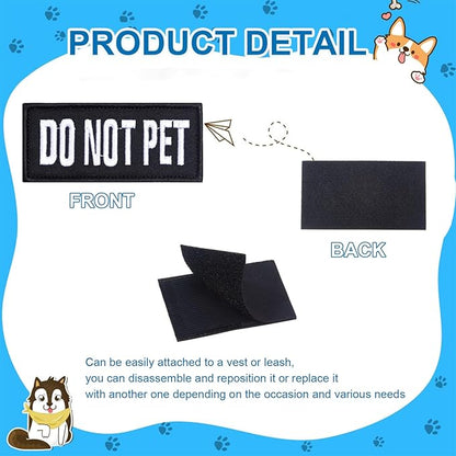 2 PCS Service Dog Patches with Removable Tactical Hook Loop Embroidered in Training Patch Do Not Pet Working Dog Patch for Vest Harnesses Collars Leashes