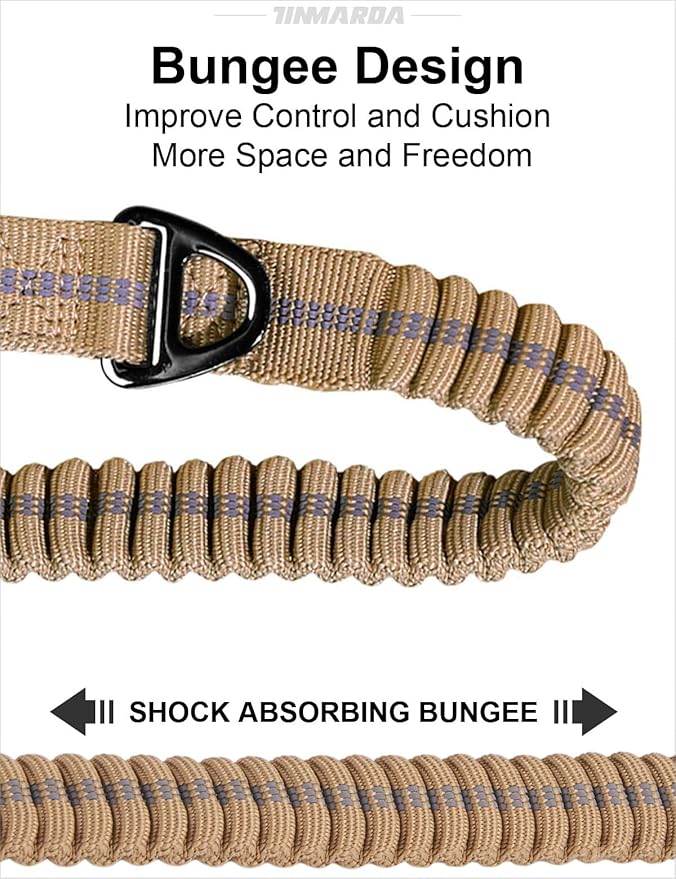 TINMARDA Dog Leashes for Medium Large Dogs Heavy Duty, 4-6FT Shock Absorbing No Pull Dog Leash with Advanced Easy Metal Clip, 2 Comfortable Padded Handles (Coyote Brown)