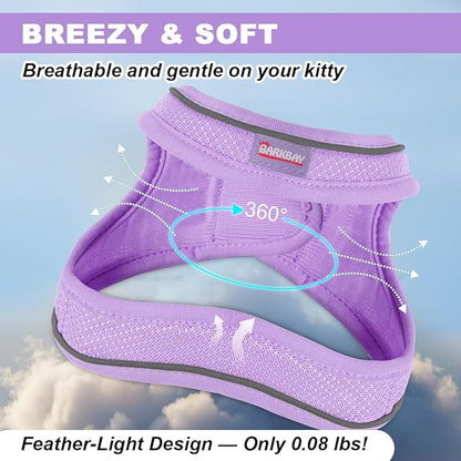 Cat Harness and Leash Set,Escape Proof Kitten Harness,Step in Adjustable Soft Lightweight,Easy Control,Reflective Strips Comfortable for Walking Travel(Violet Purple,XXS)