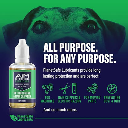 PlanetSafe Lubricants AiM - Pet/Dog & Cat Safe Lubrication Spray for Clipper Blades & Shears - 1 oz - Grooming Oil That Extends Blade Life, Prevents Heat Buildup - Non Silicone - Made in The USA!