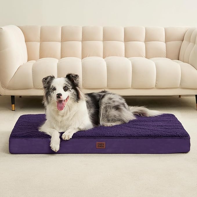 EHEYCIGA Orthopedic XL Dog Beds for Extra Large Dogs with Removable Washable Cover for Crate, Purple, 41x27