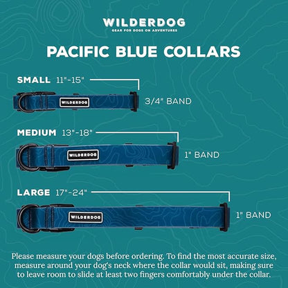 Wilderdog Waterproof Dog Collar - Repels Water & Dirt - Medium 13"-18" - Pacific Blue