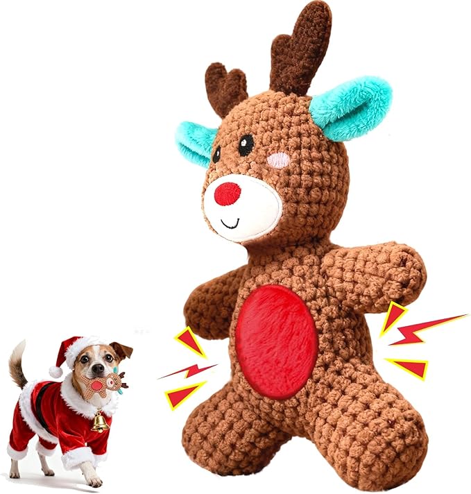 Dog Toys,Plush Dog Toy,Squeaky Plush Puppy Dog Chew Toys for Small Medium Large Dogs (Christmas D)