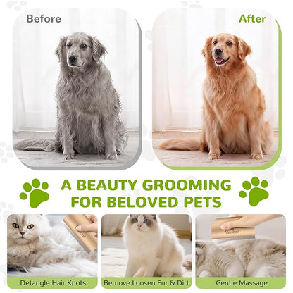 Pawaboo Deshedding Brush for Dogs & Cats, Dog Hair Removal Comb with Ergonomic Gripping, Wooden Grooming Shedding Brush for Short Hair Dogs and Cats, Hangable Pet Cleaning Comb Supplies, 5.1 Inch