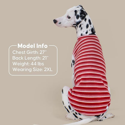 KYEESE 2Pack Waffle Dog Shirts Stretchy Dog T-Shirts Lightweight Dogs Tank Top Sleeveless Striped Dogs Shirt Vest Breathable, XX-Large, Red+Striped