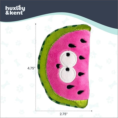 Huxley & Kent Funny Dog Toy w/Squeaker – Power Plush Squeaky Dog Toys for Small Dogs – Durable Small Stuffed Animal for Indoor Play & Fetch - Tiny Tuff Walter Melon