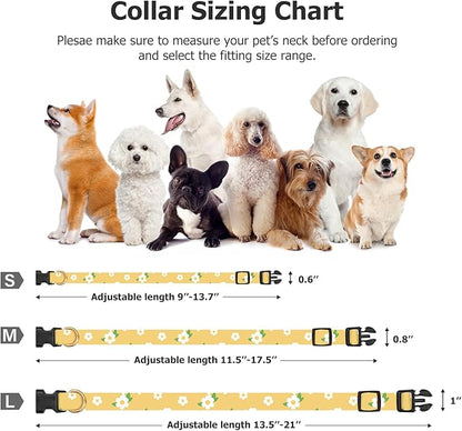 Cotton Handmade Dog Collar Cute and Distinctive Patterns Yellow Flower with Pendant for Girl Boy Dogs Collars S