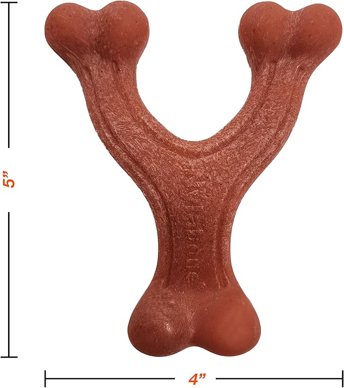 Nylabone Wishbone Strong Chew Toy for Dogs Made with Real Bacon, Durable Dog Chew Bones for Aggressive Chewers, Long-Lasting Flavor Keeps Dogs Busy, Small Dog Toys - Up to 25 lbs, 1 Count