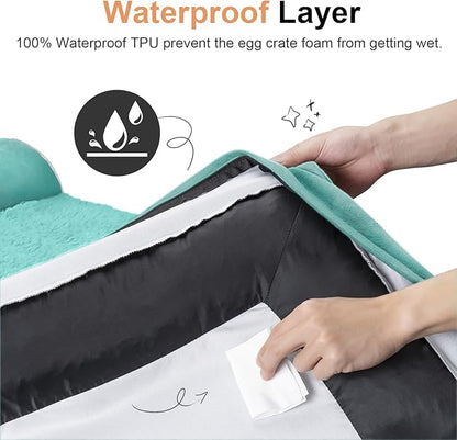 Large Dog Bed Orthopedic Washable: Beds Bolster XL Bed Medium Large Dogs Egg Crate Foam Couch Sofa Waterproof with Removable Cover - Aqua Blue