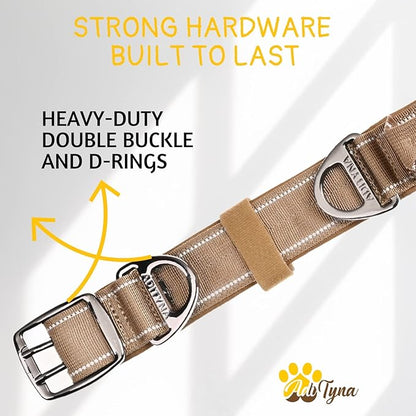 ADITYNA Heavy Duty Dog Collar for Extra-Large Dogs - Reflective Big XL Collar with Handle for Training, and Walking - Wide, Thick, Tactical, Soft Neoprene Padded