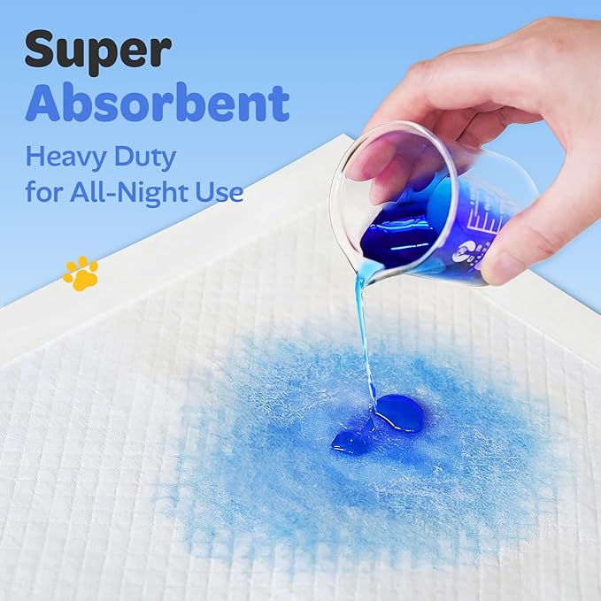 Disposable Potty / Pee Pads for Puppy Dog Training, 6-Layer Super Absorbent & Leak Proof, Odor Block Cat Pee Pads for Pet with Anti-Slip Adhesive Strips, 22''x22'' 100 Count, White