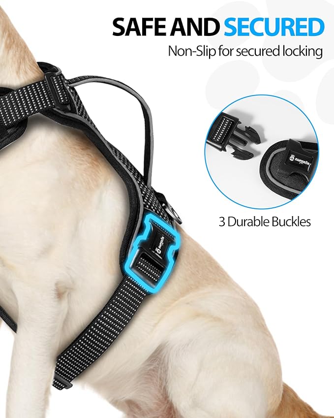 Emperor Pets Black Reflective Dog Harness Small Sized Dog - No Pull Dog Harness with 2 Leash Clips, Premium Oxford Soft Padded Puppy Harness, No Choke Design, Small Dog Harness (S, Black)