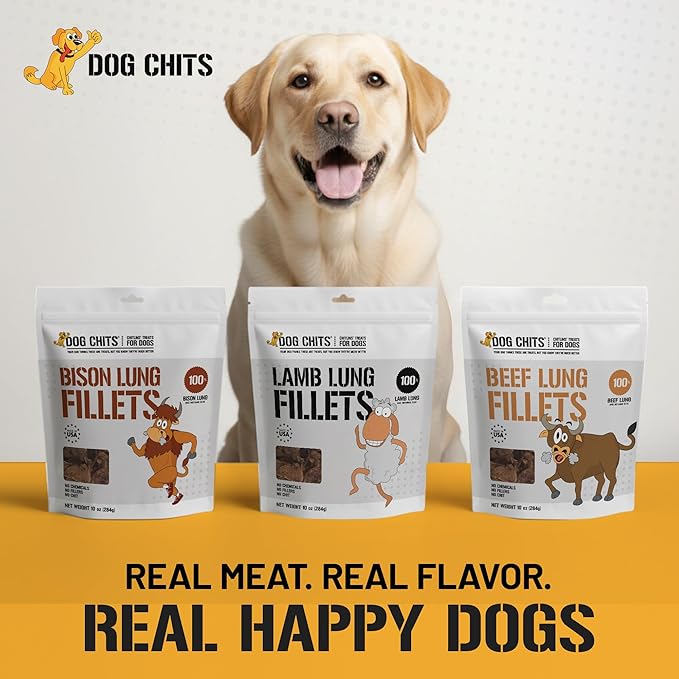 Dog Chits Bison Lung Fillets for Dogs – All-Natural, High Protein Single Ingredient Dog Treats Bison Lung Dog Treats – Grain-Free, Low-Fat – Safe with Sensitive Stomachs – 10 oz
