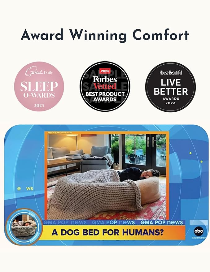 Plufl, The Original Human Dog Bed for Adults, Kids, and Pets. As Seen on Shark Tank. Comfy Plush Large Bean Bag with Memory Foam, Machine Washable, and Durable. Perfect nap and Floor Bed - Arctic Grey