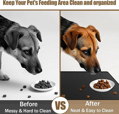 48"x32"(120cmx80cm) Largest Dog Food Mat, XXXL Waterproof Pet Feeding Mat for Floors, Silicone Dog Bowl Mat Tray for Food and Water, Light Brown