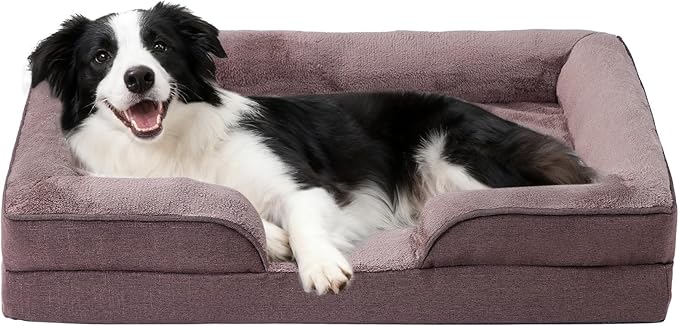 Makigued Orthopedic Dog Bed for Medium Dogs Egg Crate Foam Pet Sofa with Waterproof Liner, Removable Washable Cover, Nonslip Bottom, Cozy Couch for Medium Dogs and Cats, 35.0x24.8X 6.7, Dark Brown