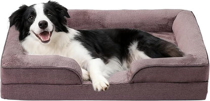 Makigued Orthopedic Dog Bed for Medium Dogs Egg Crate Foam Pet Sofa with Waterproof Liner, Removable Washable Cover, Nonslip Bottom, Cozy Couch for Medium Dogs and Cats, 35.0x24.8X 6.7, Dark Brown