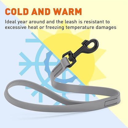 Dogline Biothane Waterproof Dog Leash Strong Coated Nylon Webbing with Black Hardware Odor-Proof Easy to Clean High Performance for Small or Large Dogs Made in USA 2 ft Lead, Battleship Gray
