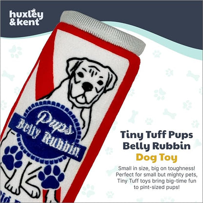 Huxley & Kent Funny Dog Toy w/Squeaker – Power Plush Squeaky Dog Toys for Small Dogs – Durable Small Stuffed Animal for Indoor Play & Fetch - Tiny Tuff Pups Belly Rubbin