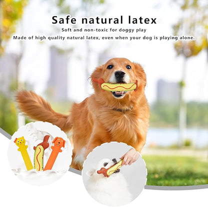 3 Pcs Original Squeaky Latex Dog Toy for Small Medium Large Breeds, Rubber Bite Force Pet Toys for Cat Puppy Animal, Safe and Easy to Clean 9-11 inch