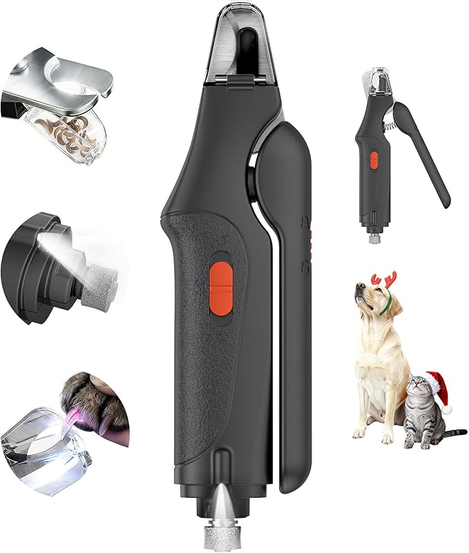 CATPICK 2-in-1 Cat Nail Clippers & Dog Nail Clippers Trimmers for Large Medium Small Dogs Cats Claw Trimmer Quick Sensor and Safety Guard USB Rechargeable with 2 LED Lights Dogs Nail Trimmer
